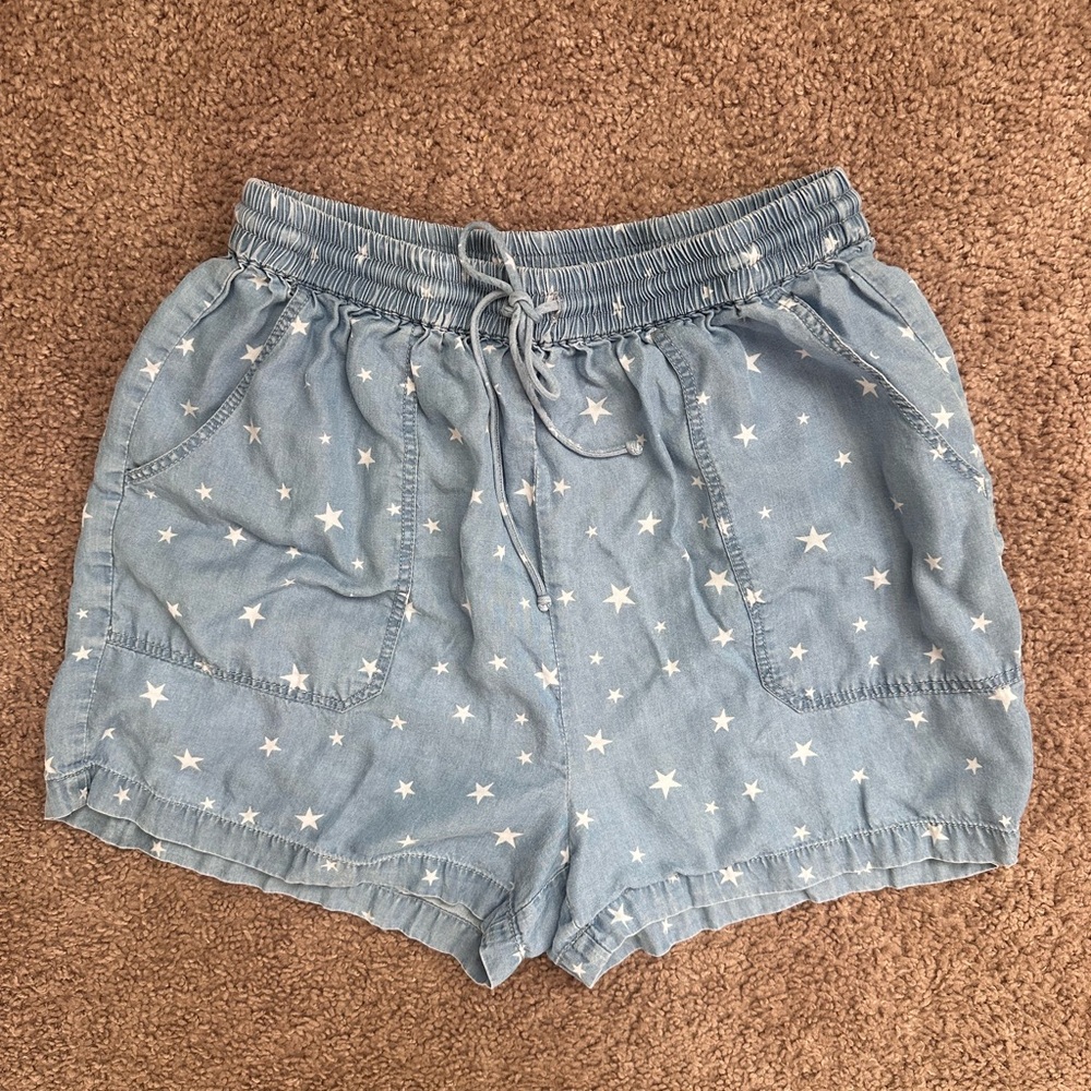 High Waist Starry Blue Women's Shorts